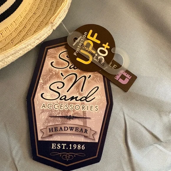 Striped Band Straw Fedora Hat - Cream & Tan - Picture 3 of 8